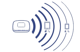 The line art of TEW-755AP N300 PoE access points emitting a wireless signal with two tablet icons receiving data.