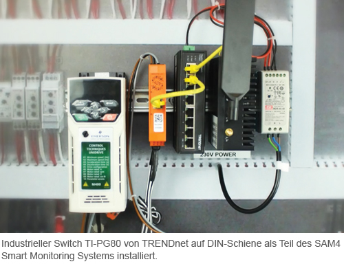 TRENDnet’s industrial switch and SAM4 system installed inside Motor Control Cabinet