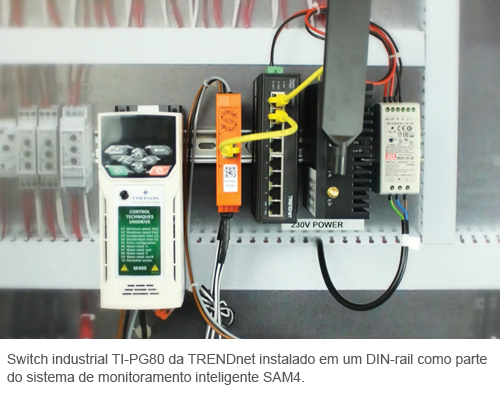 TRENDnet’s industrial switch and SAM4 system installed inside Motor Control Cabinet