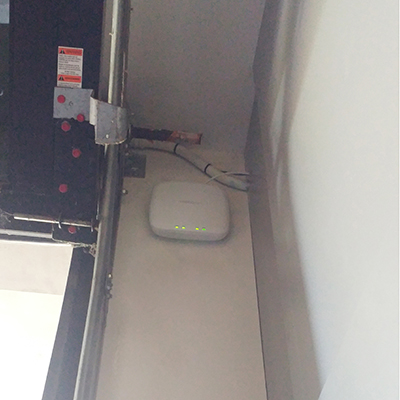 TRENDnet indoor wireless access point installed.