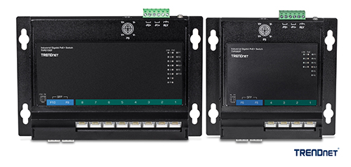 10-Port Industrial Gigabit PoE+ Wall-Mounted Front Access Switch (TI-PG102F) and the 6-Port Industrial Gigabit PoE+ Wall-Mounted Front Access Switch (TI-PG62F)