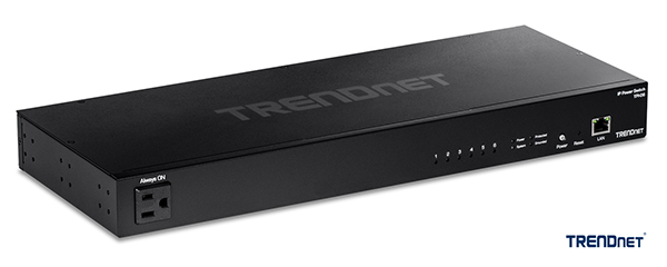 Image of the 6-Outlet Managed Rackmount Power Distribution Unit, model TPI-06. The new PDU is compatible with TRENDnet Hive, allowing users to remotely control, manage, and monitor powered devices