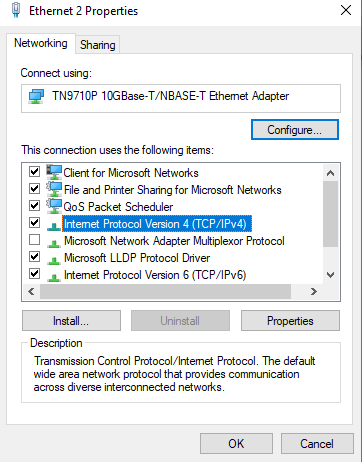 इंटरनेट प्रोटोकॉल संस्करण 4 (TCP/IPv4) का चयन करें