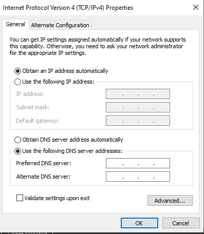 configure static ip address windows server 2019