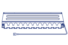 Internal components of 8-port Cat6A Shielded Patch Panel with grounding point.