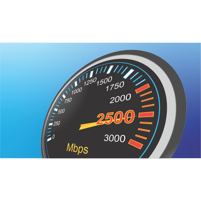 Indicador de velocidad de Internet que muestra la velocidad de transferencia de datos rápida.