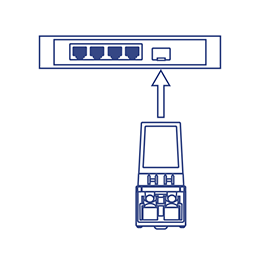 Um diagrama de um módulo sfp conectando-se a um switch de rede.