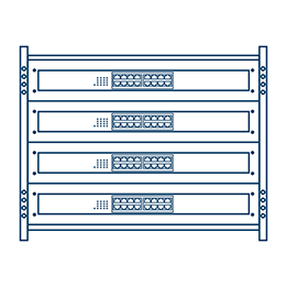 An illustration of a rackmount with four switches installed.