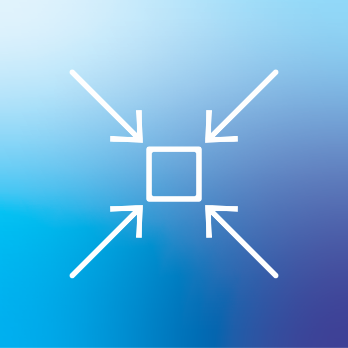 A central square with lines extending inward from each corner, emphasizing its compactness.