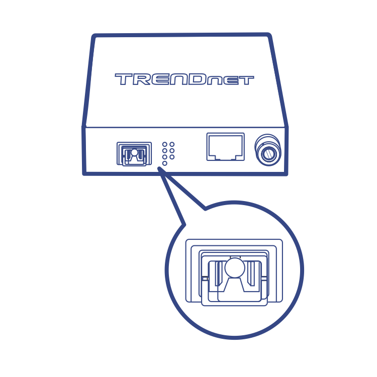 A line drawing of a device with a Dual-Speed SFP (Small Form-factor Pluggable) Slot, highlighting its rectangular shape and internal port structure.