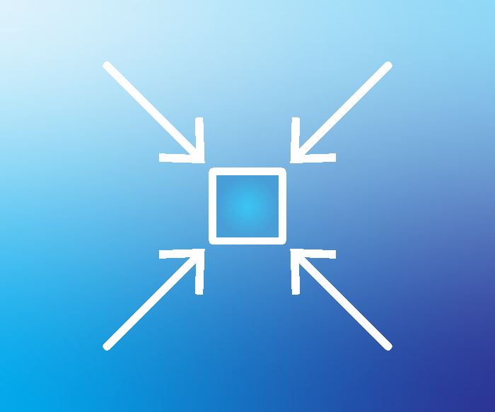 A central square with lines extending inward from each corner, emphasizing its compactness.