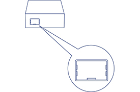 A line drawing of a device with a Dual-Speed SFP (Small Form-factor Pluggable) Slot, highlighting its rectangular shape and internal port structure.