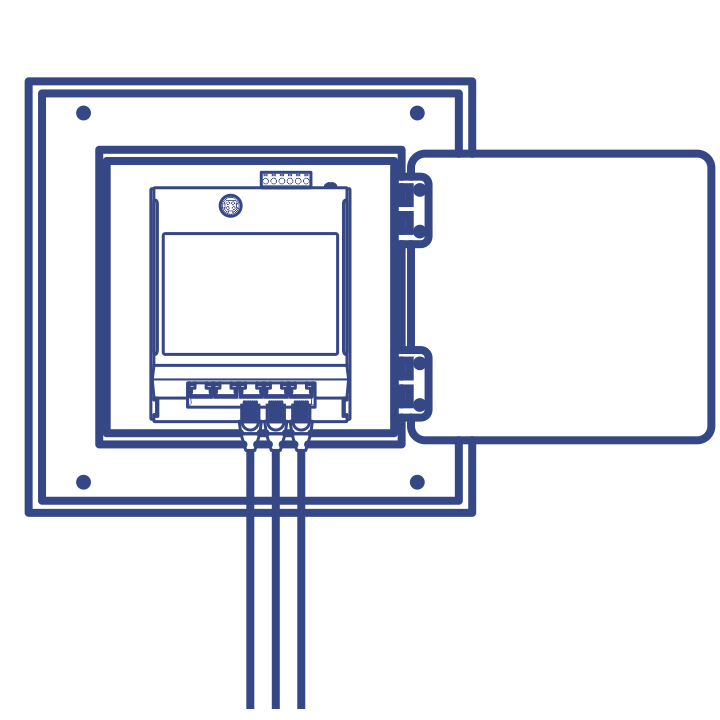 Industrial Gigabit PoE+ Wall-Mounted Front Access mounted to a network cabinet showcasing its flat and compact size ideal where space is limited.