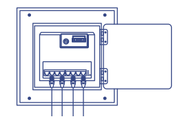Industrial Gigabit PoE+ Wall-Mounted Front Access mounted to a network cabinet showcasing its flat and compact size ideal where space is limited.
