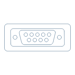 Line art of a VGA connector. VGA (Video Graphics Array).