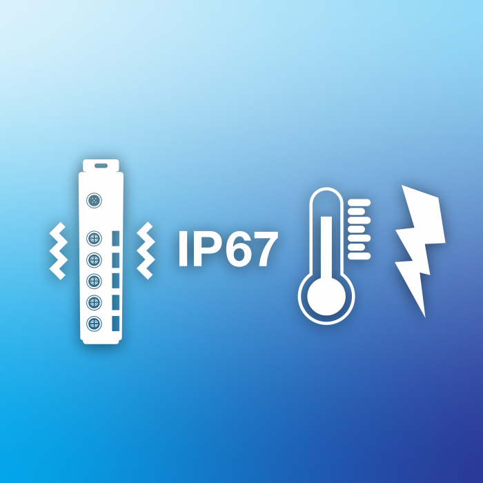 Imagem do TI-XPG50 com classificação IP67 projetado para suportar vibração e choque, com uma ampla faixa de temperatura de operação de -40° a 75° C (-40° a 167° F).