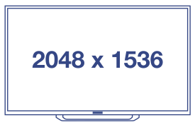 Ilustração de arte de linha de um monitor com resolução de 2048 x 1536 pixels.