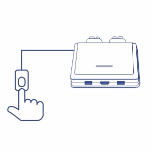 Illustration of a wired button switch for easy access.