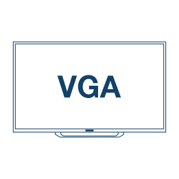 Desenho de linha de uma tela de computador com um logotipo VGA no meio.