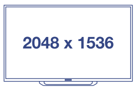 Ilustração de arte de linha de um monitor com resolução de 2048 x 1536 pixels.