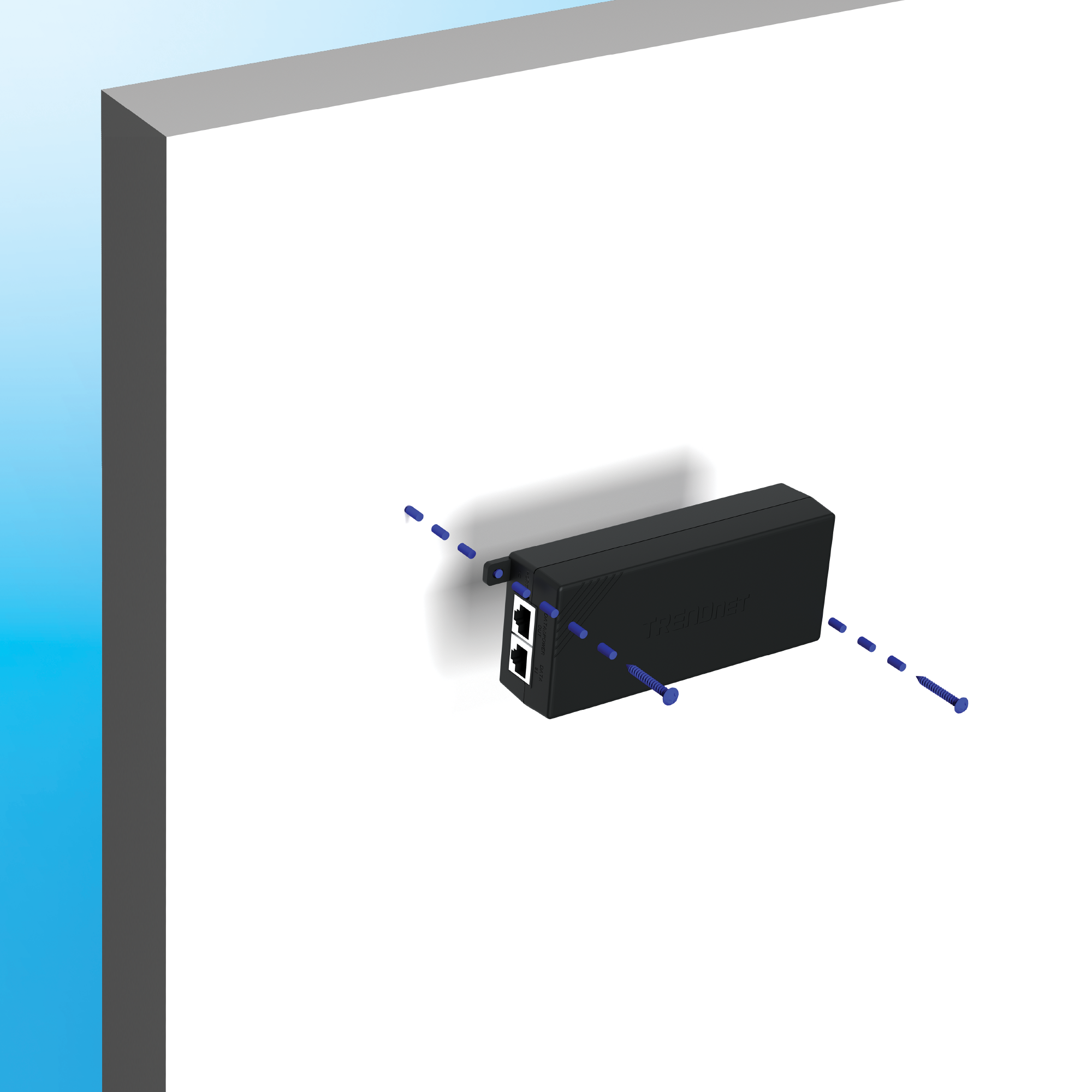 An illustration of a Injector with an arrow pointing toward a wall.