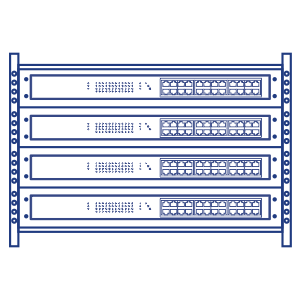 An illustration of a rackmount with four switches installed.