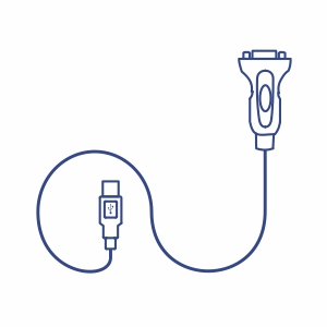 La ilustración muestra un cable USB flexible en espiral.