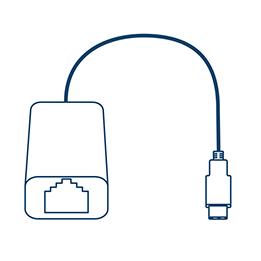 Line art of USB-C 3.1 to 2.5GBASE-T Ethernet Adapter.