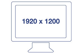 A line art illustration of a monitor displaying a resolution of 1920 x 1200.