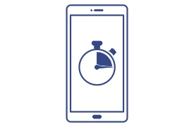 A smartphone displays a screen with a stopwatch icon in a clean, minimalist style.