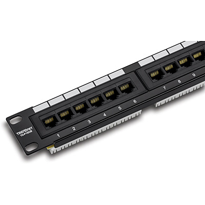 208014 12-Port Cat.6 Shielded Patch Panel, Light Grey - Equip