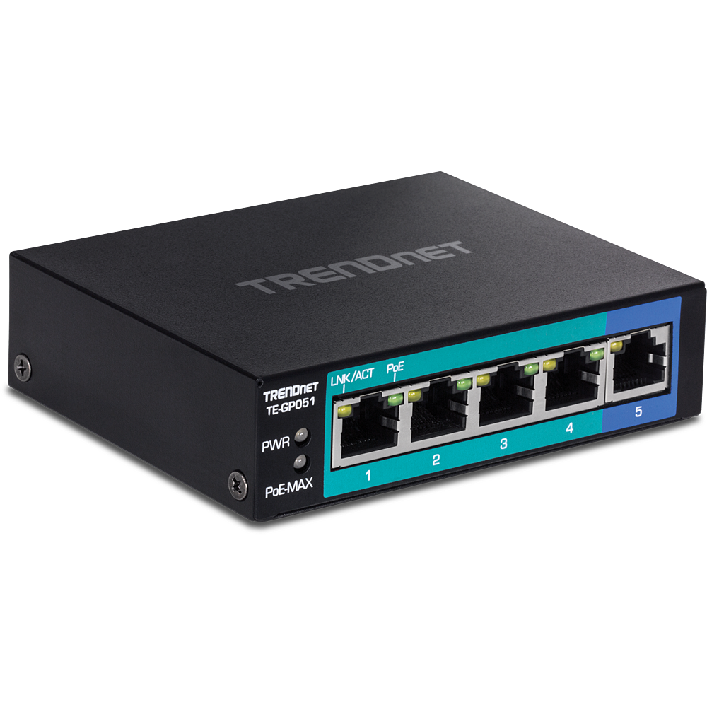 PoE Network Switch – 5-Port Unmanaged Gigabit PoE+ Switch