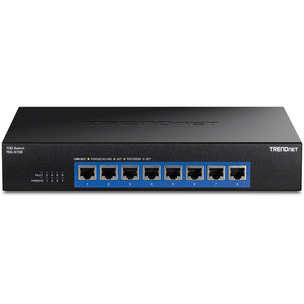 TRENDnet 8-Port 10G Switch, 8 x 10G RJ-45 Ports, 160Gbps Switching Capacity  Rack mountable, 10 Gigabit Network Connections, Lifetime Protection