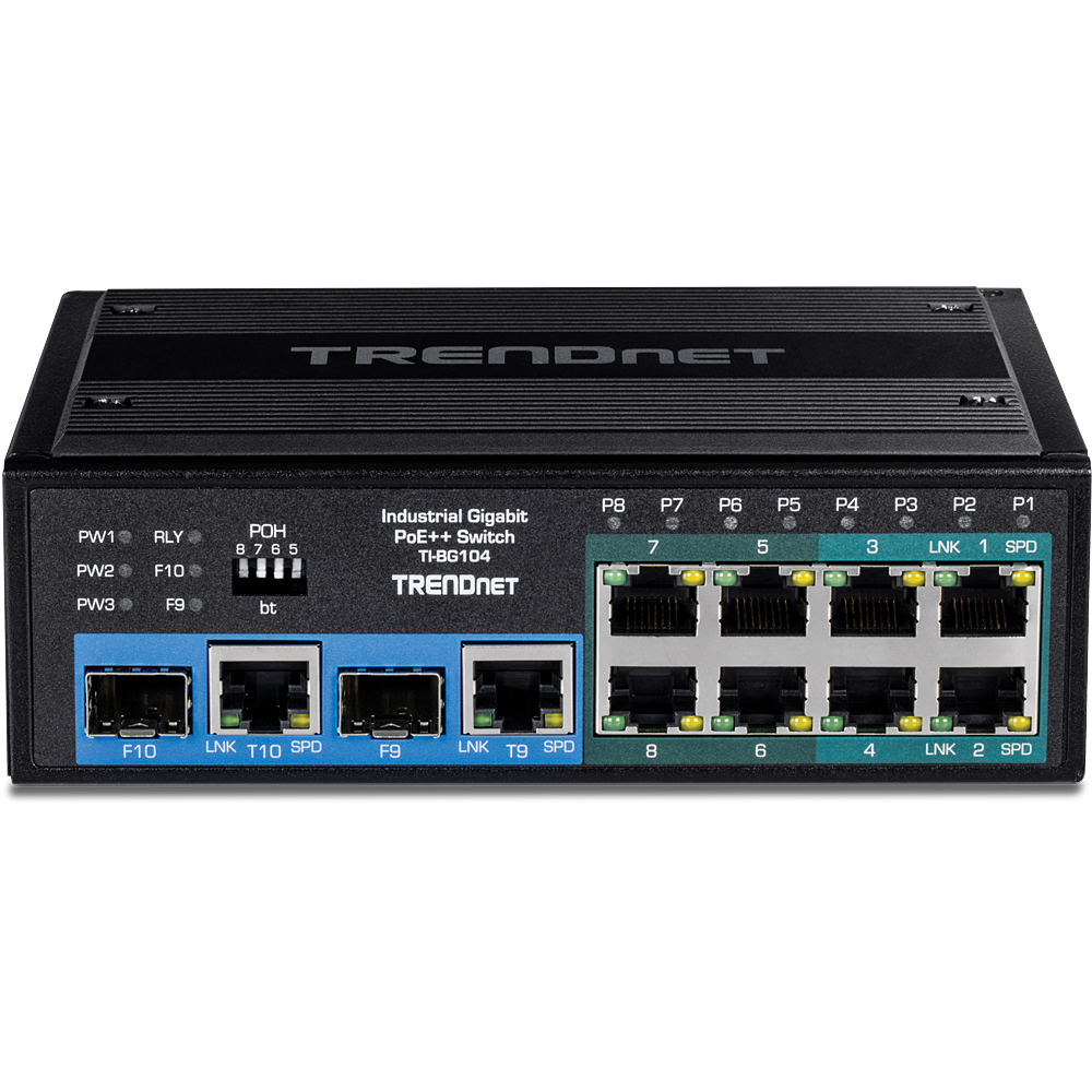 Industrial PoE++ Switch – 10-Port Industrial Gigabit PoE+ DIN-Rail