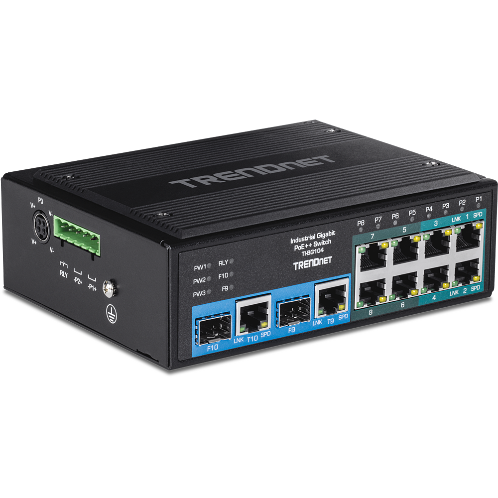 Industrial PoE++ Switch – 10-Port Industrial Gigabit PoE+ DIN-Rail