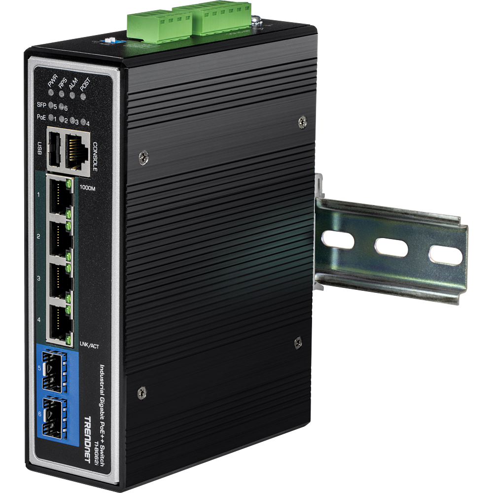 Industrial 802.3 bt PoE++ Switch – 6-Port Industrial Gigabit L2