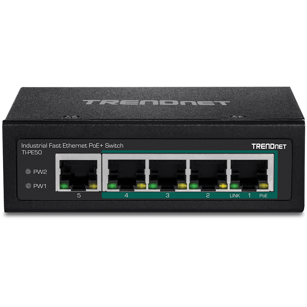 MokerLink 5 Port PoE 100Mbps Industrial DIN-Rail Ethernet Switch