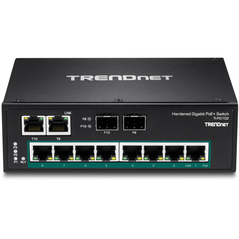 10-Port Industrial Gigabit PoE+ DIN-Rail Switch (Certified Refurbished) -  TRENDnet RB-TI-PG102