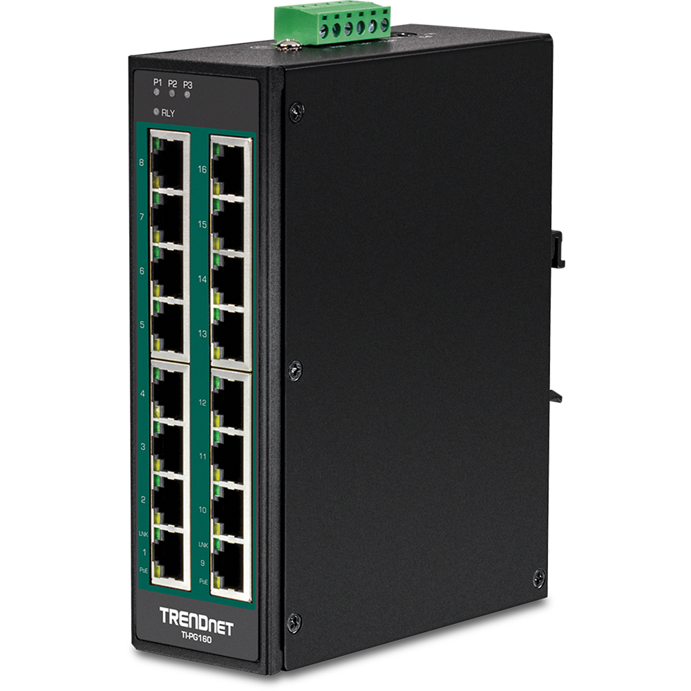 16-Port Industrial Gigabit PoE+ DIN-Rail Switch – Industrial PoE+ Switch