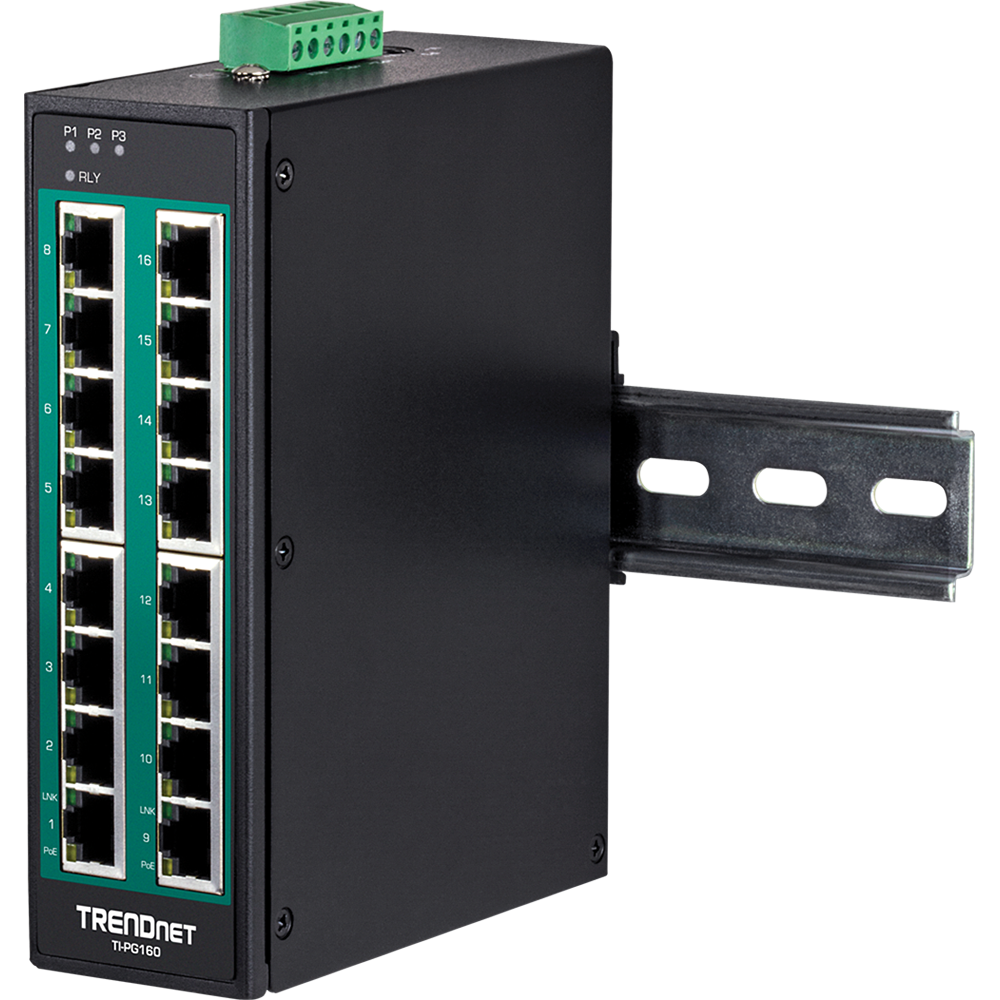 16-Port Industrial Gigabit PoE+ DIN-Rail Switch – Industrial PoE+ Switch