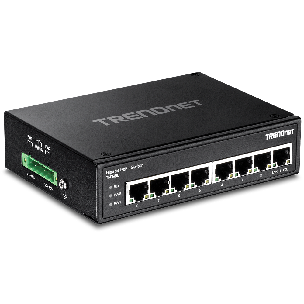 8 Port Industrial Gigabit PoE+ Switch - Ethernet Switches