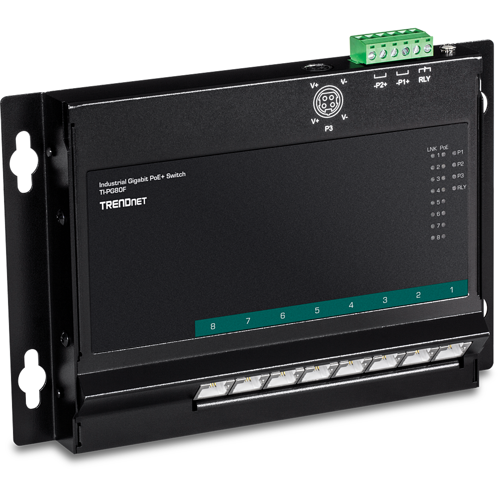 8-Port Industrial Gigabit PoE+ Wall-Mounted Front Access Switch