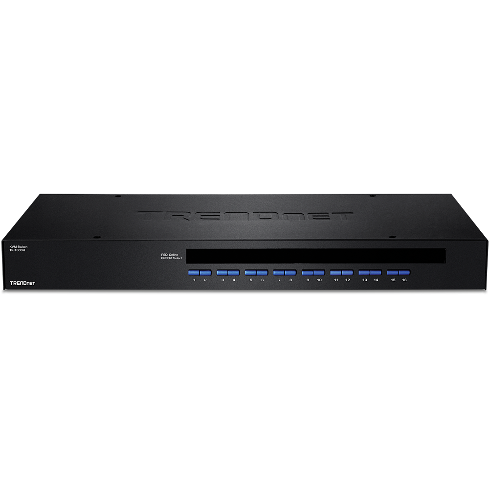 TK-1603R Rack Mountable with Hardware Hot Pluggable Supports USB & PS/2 TRENDnet 16-Port Rack Mount USB KVM Switch Audible Feedback Auto-Scan Plug & Play VGA & USB Connection 