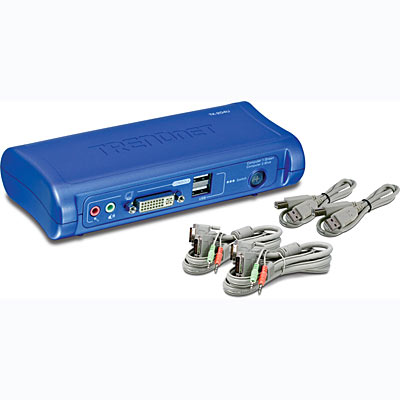 Kit de conmutador KVM USB DVI de 2 Puertos con Audio TRENDnet TK-204UK