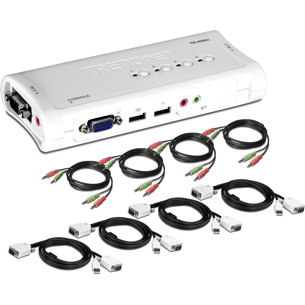 4-Port USB KVM Switch Kit w/ Audio - TK-409K