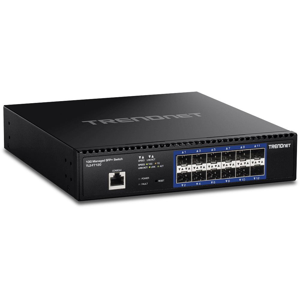 12-Port L2+ 10Gb Switch with 12x 10Gb SFP+ and 4x Gigabit RJ45 