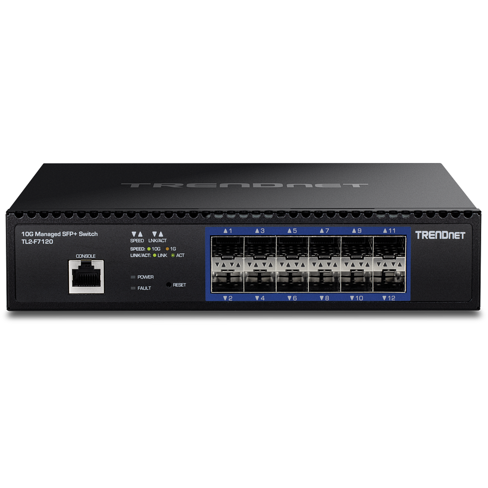 12-Port L2+ 10Gb Switch with 12x 10Gb SFP+ and 4x Gigabit RJ45 