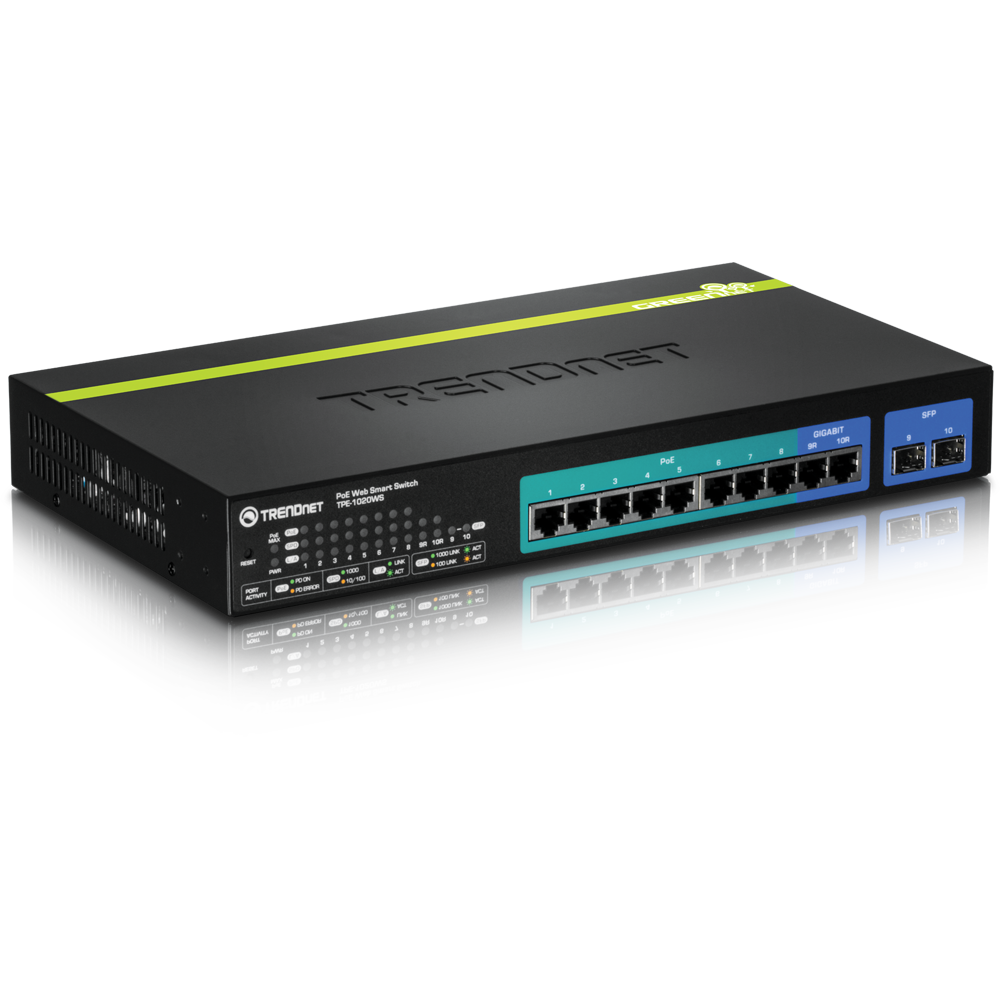 10-Port Gigabit Web Smart PoE+ Switch - TRENDnet TPE-1020WS