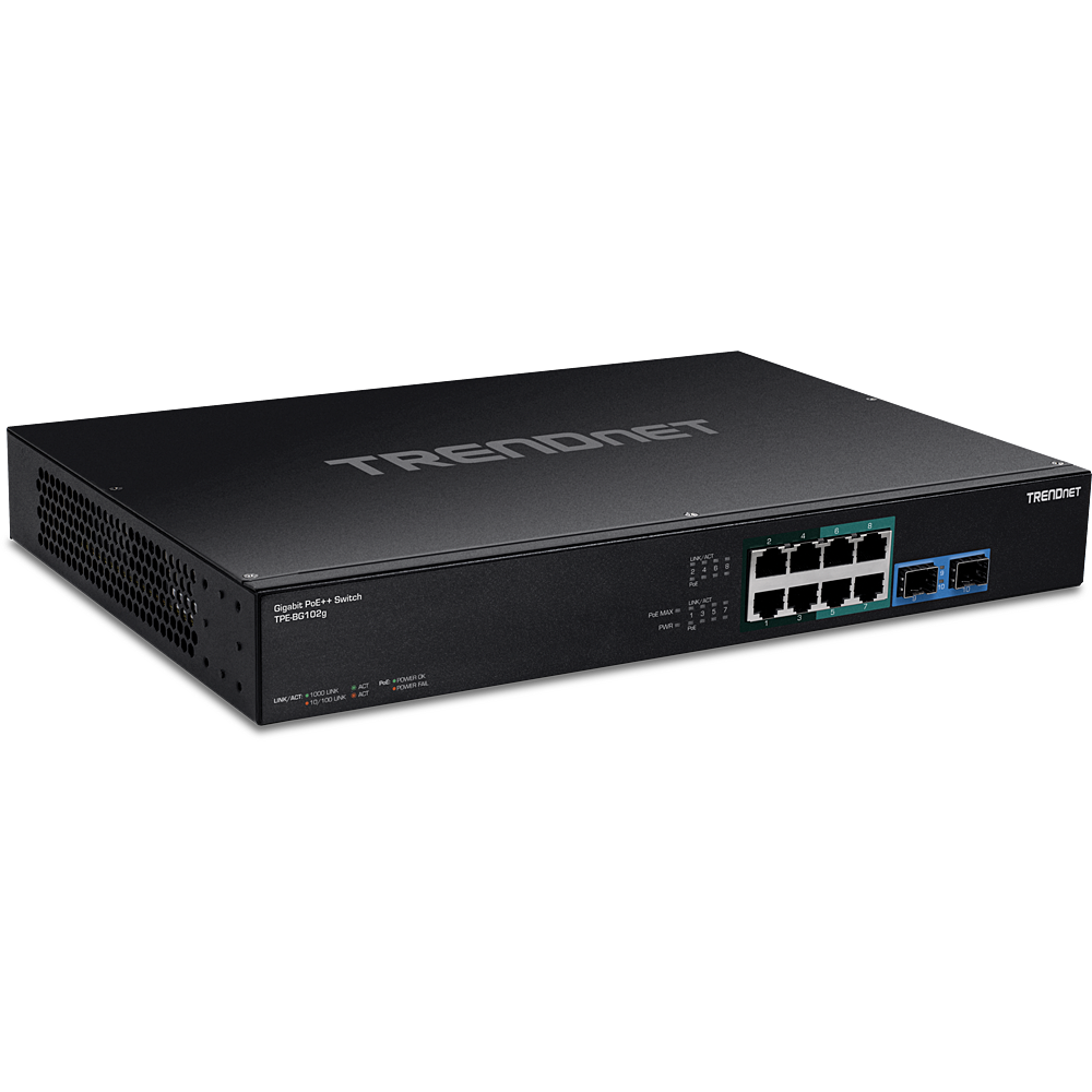 Switch Gigabit de 10 puertos PoE++ - TRENDnet TPE-BG102g