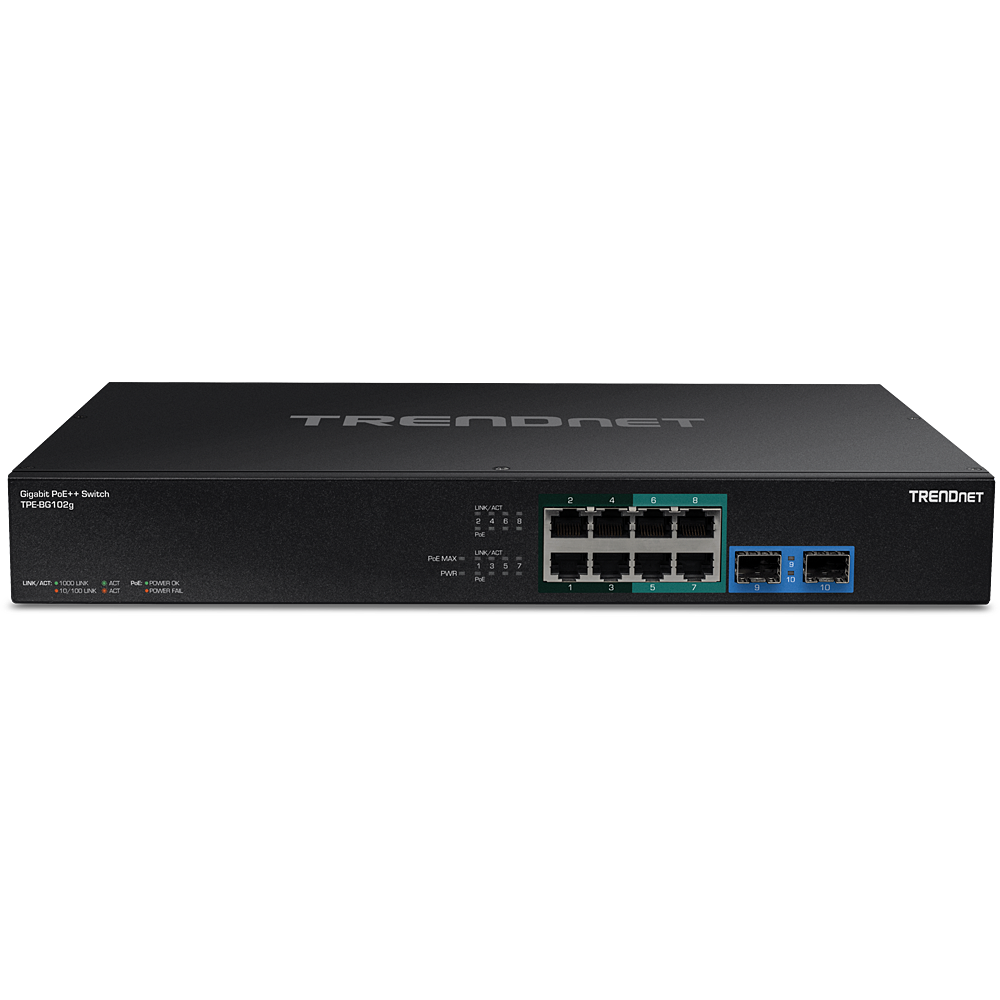 Poe Switch, 10 Port Gigabit PoE+ Switch, Cloud Managed Gigabit Ethernet  Switch, 8 Poe Ports @120W, 2 Uplink Ports, APP Smart Managed, Extend to  250M, Overload Protection w/ Port 